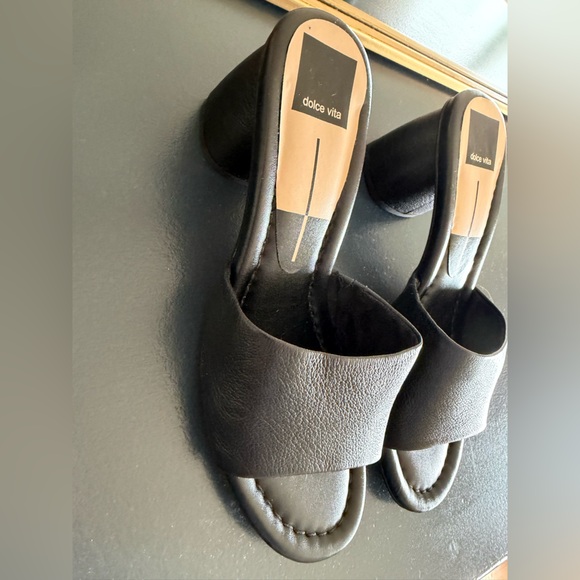 Dolce Vita Black Leather Slide Mules - Picture 4 of 7